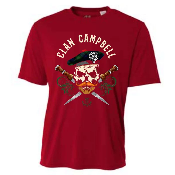 Campbell Surname Scottish Clan Skull Tam Dirks Tartan Badge Cooling Performance Crew T-Shirt