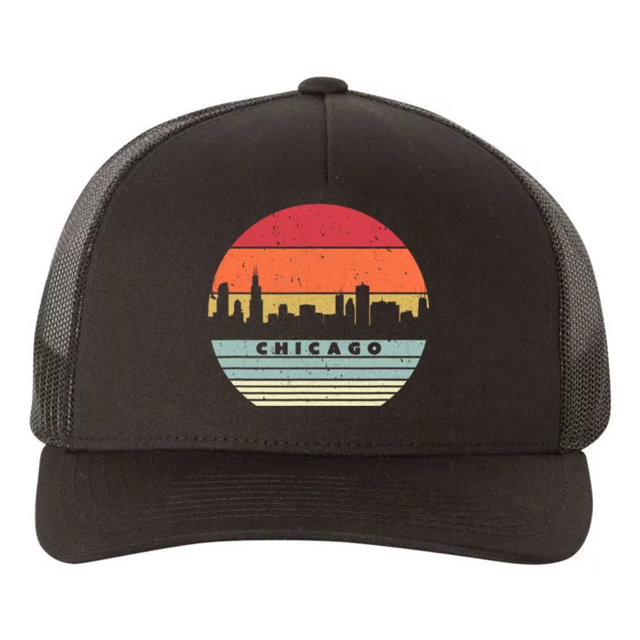 Chicago Souvenir Shirt. Retro Style USA Skyline Yupoong Adult 5-Panel Trucker Hat