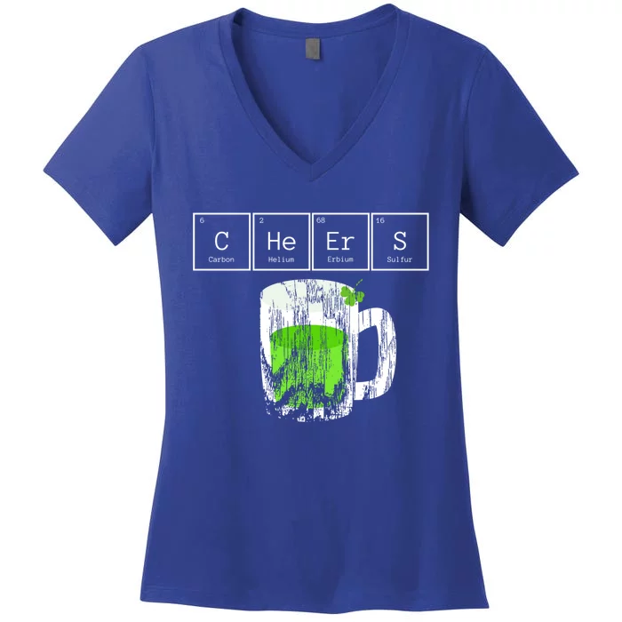 Cheers Saint St Patricks Day Green Irish Beer Mug Gift Women's V-Neck T-Shirt