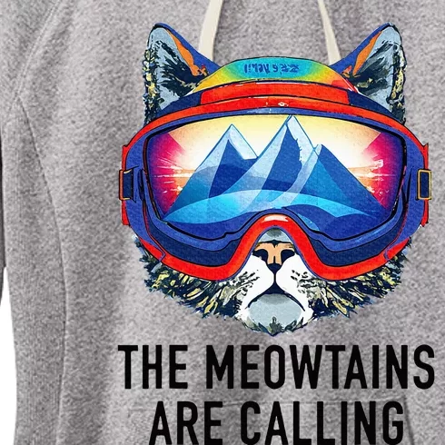 Cool Snowboard Ski Lover Mountain Skier Funny Cat Mountains Women's Fleece Hoodie