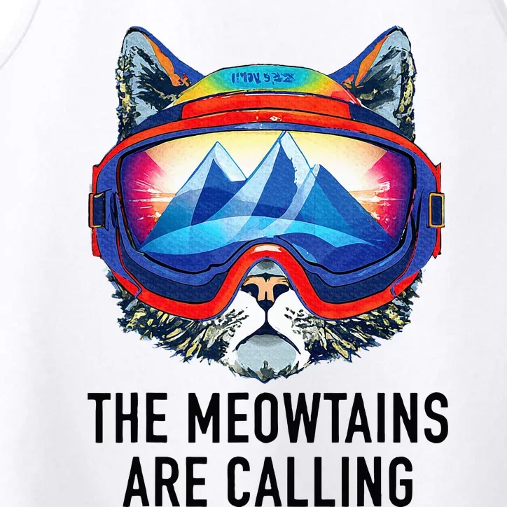 Cool Snowboard Ski Lover Mountain Skier Funny Cat Mountains Performance Tank