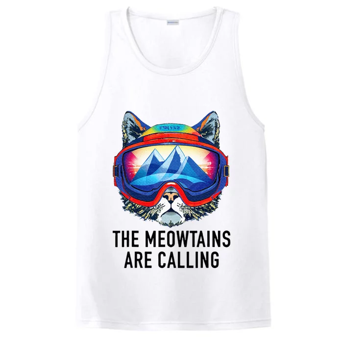 Cool Snowboard Ski Lover Mountain Skier Funny Cat Mountains Performance Tank