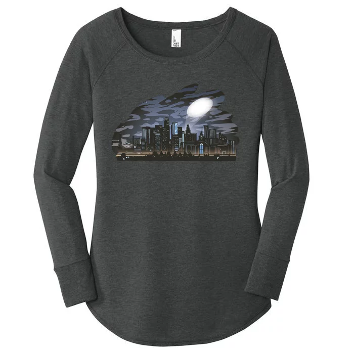 City Skyline Searchlight Women's Perfect Tri Tunic Long Sleeve Shirt