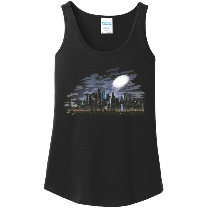 City Skyline Searchlight Ladies Essential Tank