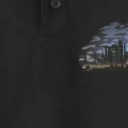 City Skyline Searchlight Dry Zone Grid Performance Polo