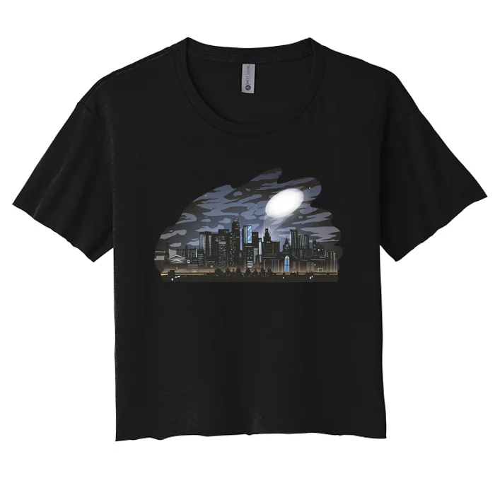 City Skyline Searchlight Women's Crop Top Tee