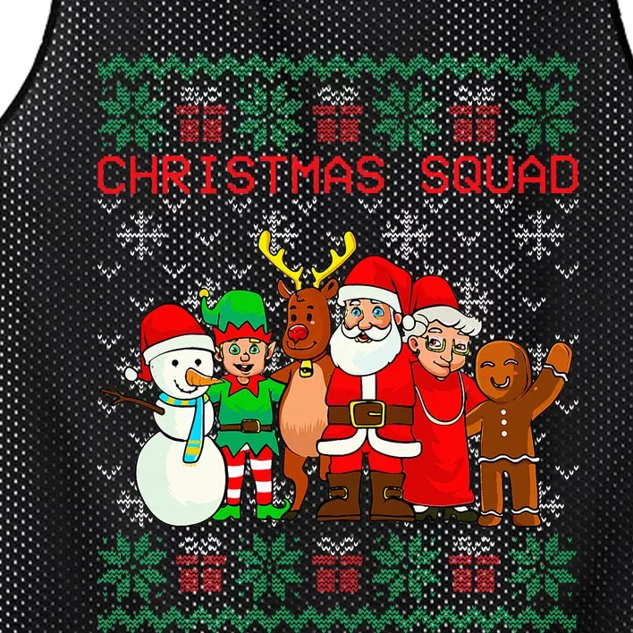 Christmas Squad Santa Family Matching PJs Ugly Xmas Sweater Mesh Reversible Basketball Jersey Tank