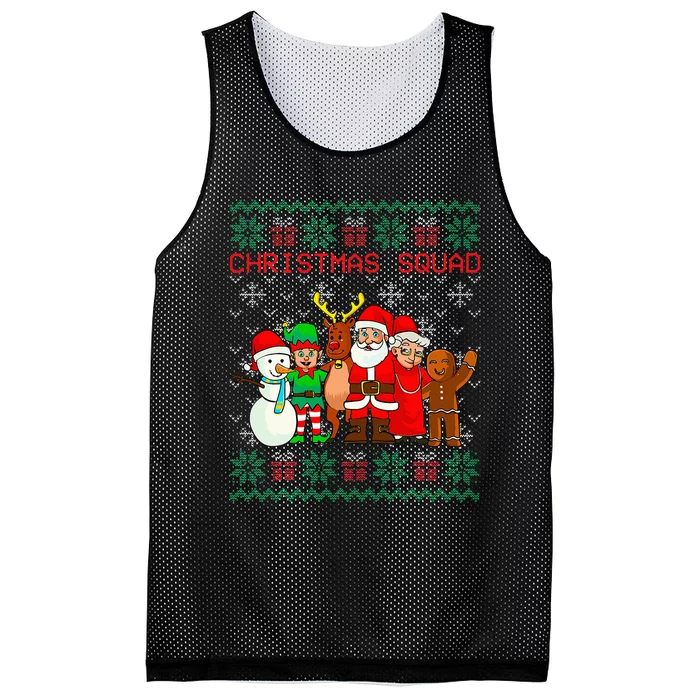 Christmas Squad Santa Family Matching PJs Ugly Xmas Sweater Mesh Reversible Basketball Jersey Tank