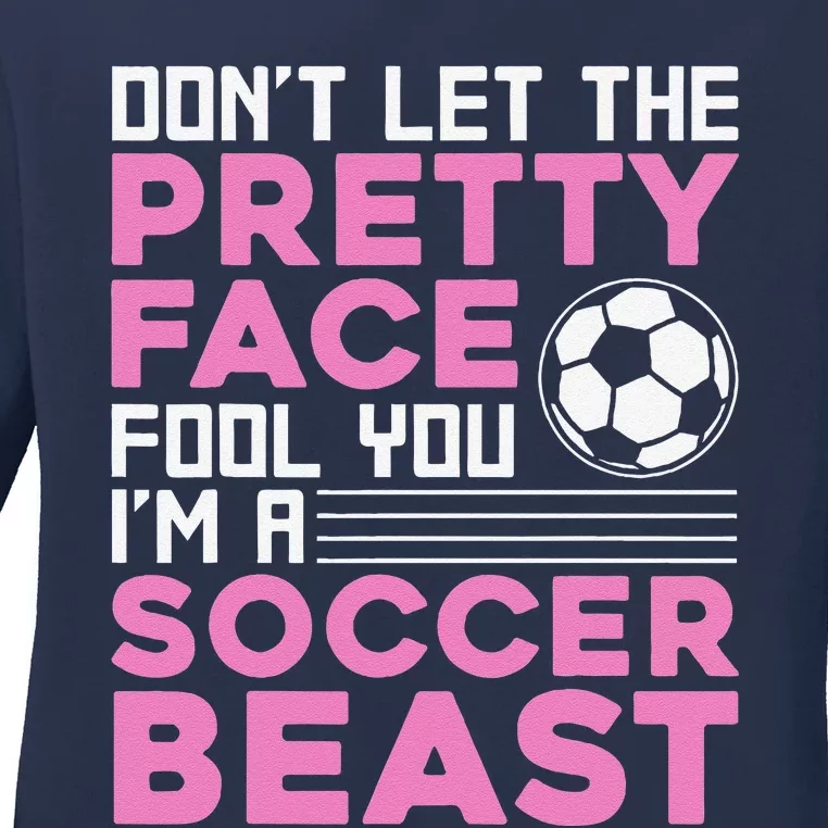 Cool Soccer Soccer Lover Player Sports Ladies Long Sleeve Shirt