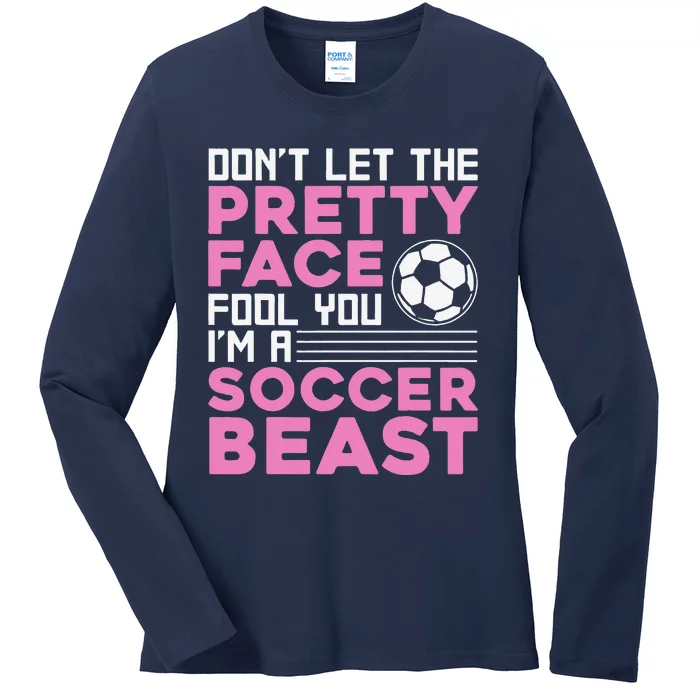 Cool Soccer Soccer Lover Player Sports Ladies Long Sleeve Shirt