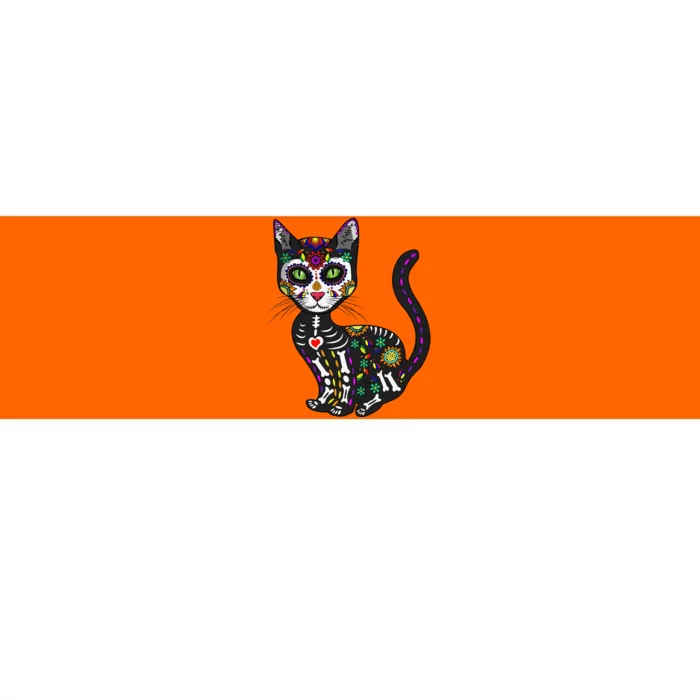 Cute Sugar Skull Mexican Cat Halloween Day Of The Dead Bumper Sticker