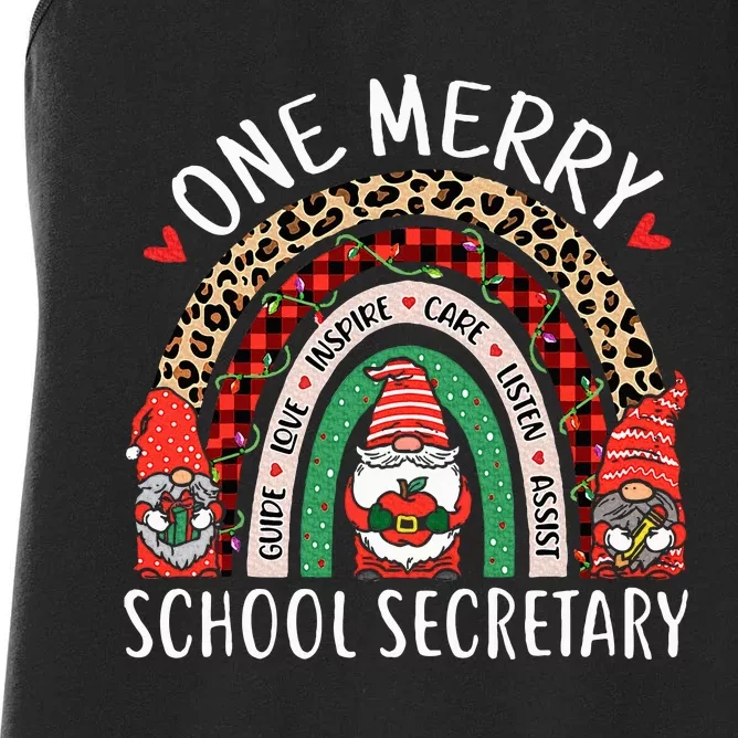 Christmas School Secretary Funny Gnomes School Secretary Women's Racerback Tank