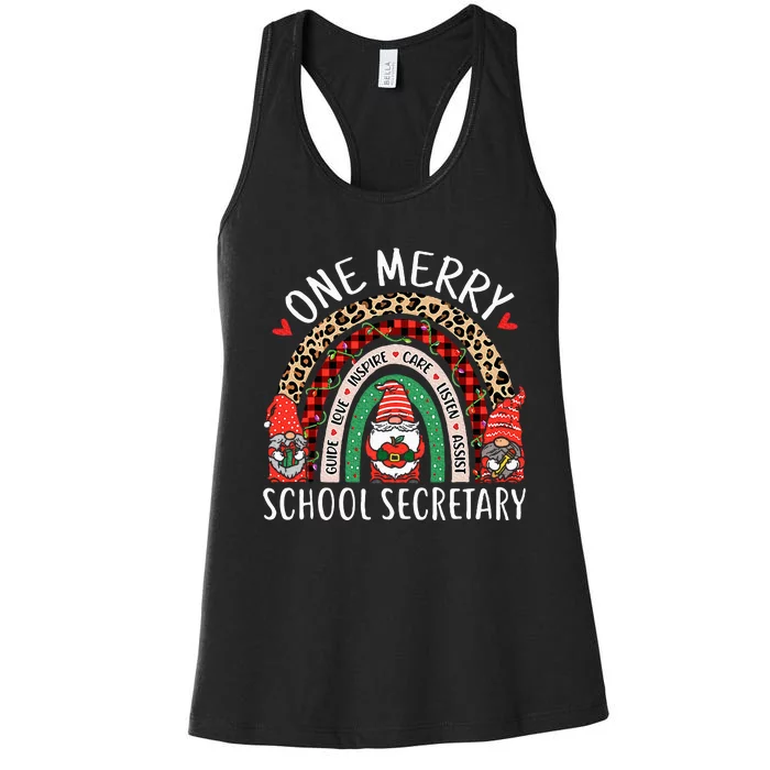 Christmas School Secretary Funny Gnomes School Secretary Women's Racerback Tank