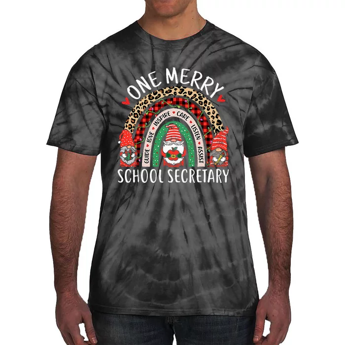 Christmas School Secretary Funny Gnomes School Secretary Tie-Dye T-Shirt