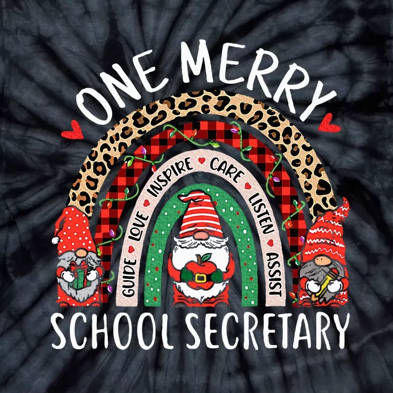 Christmas School Secretary Funny Gnomes School Secretary Tie-Dye T-Shirt