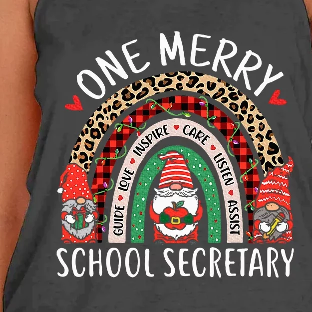 Christmas School Secretary Funny Gnomes School Secretary Women's Knotted Racerback Tank