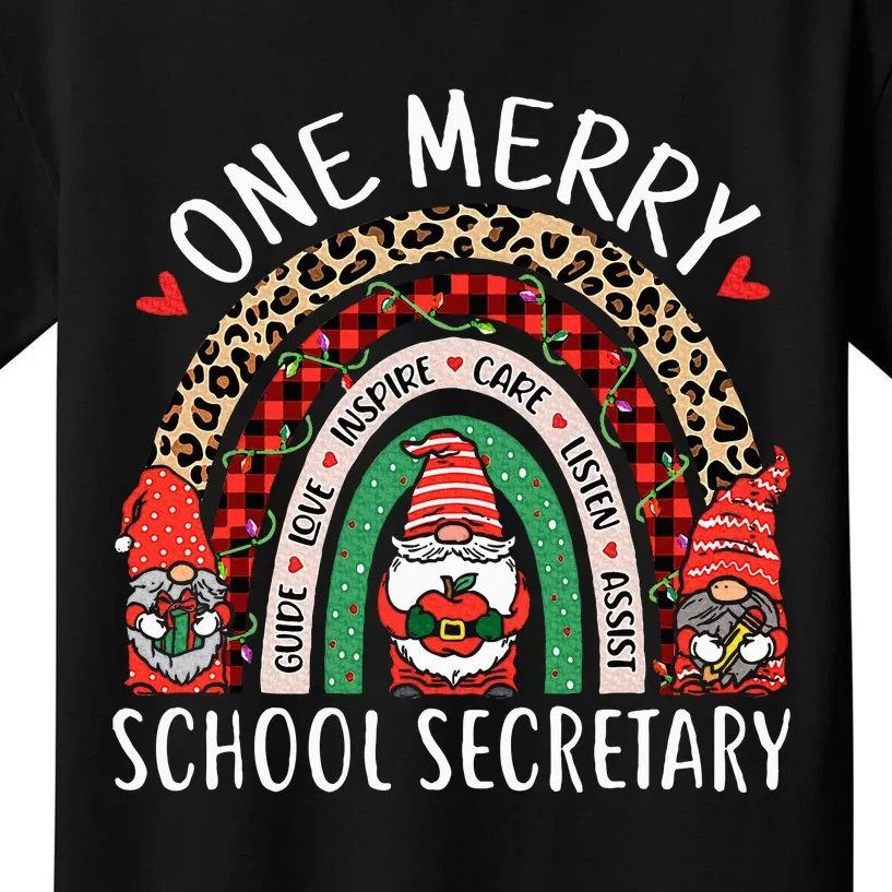 Christmas School Secretary Funny Gnomes School Secretary Kids T-Shirt