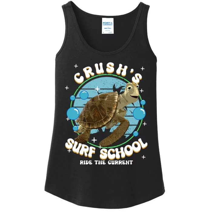 Crushs Surf School Ride The Current Crush Turtle Ride The Current Ladies Essential Tank