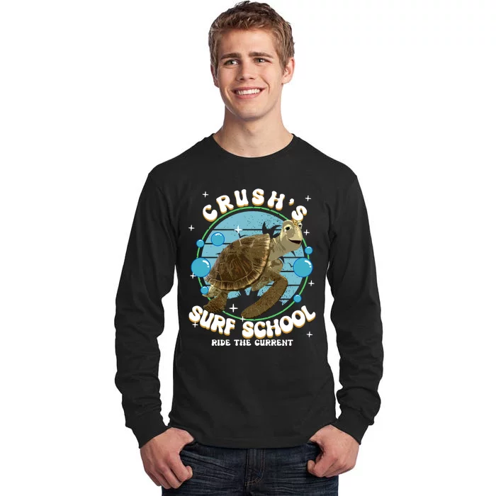 Crushs Surf School Ride The Current Crush Turtle Ride The Current Tall Long Sleeve T-Shirt