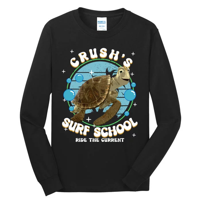 Crushs Surf School Ride The Current Crush Turtle Ride The Current Tall Long Sleeve T-Shirt