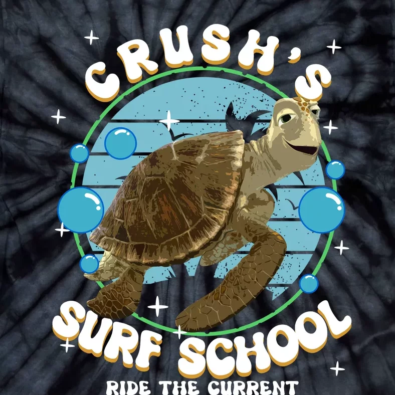 Crushs Surf School Ride The Current Crush Turtle Ride The Current Tie-Dye T-Shirt