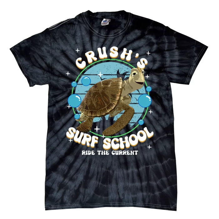 Crushs Surf School Ride The Current Crush Turtle Ride The Current Tie-Dye T-Shirt