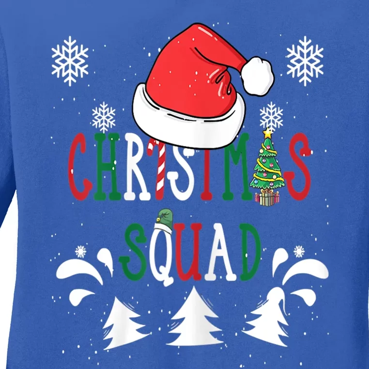 Christmas Squad Santa Hat Family Matching Pajama Xmas Meaningful Gift Ladies Long Sleeve Shirt