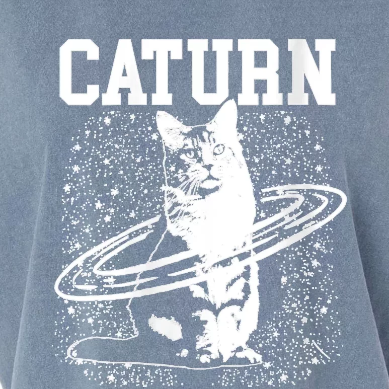 Caturn Saturn Space Cat Garment-Dyed Women's Muscle Tee