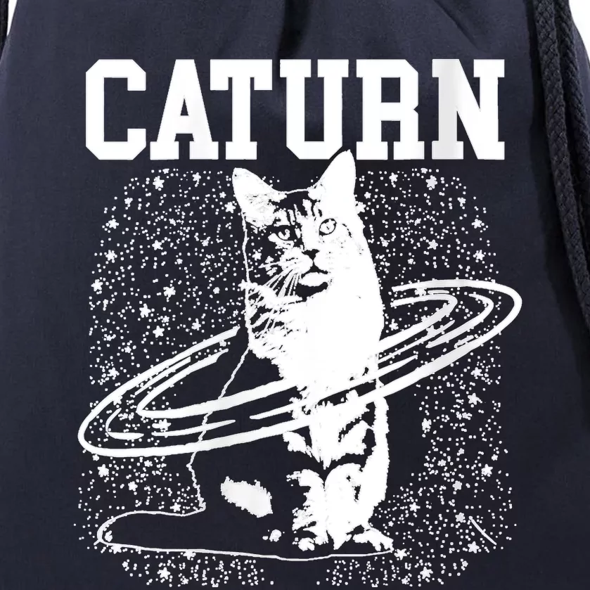 Caturn Saturn Space Cat Drawstring Bag