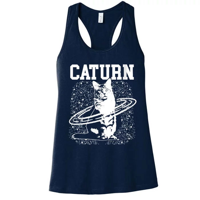 Caturn Saturn Space Cat Women's Racerback Tank