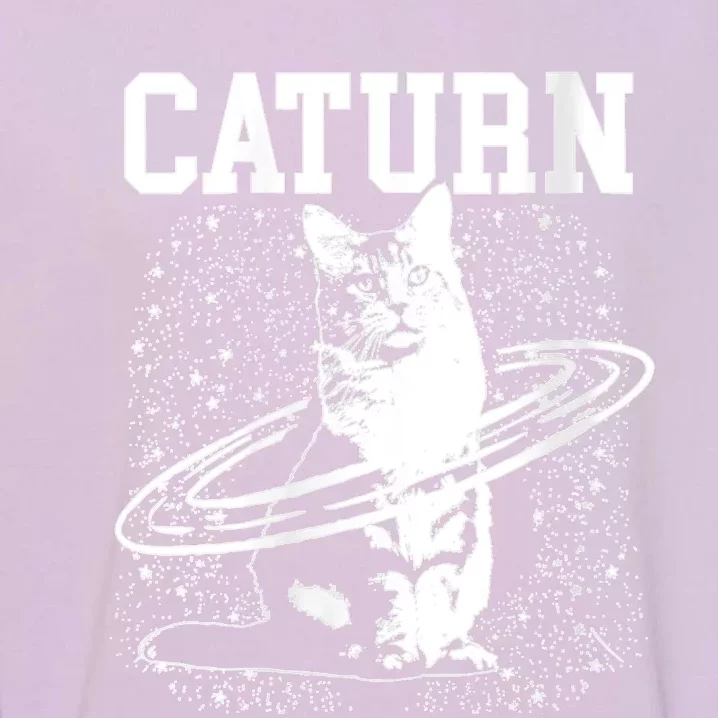 Caturn Saturn Space Cat Garment-Dyed Sweatshirt