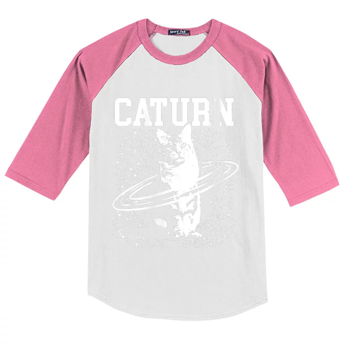 Caturn Saturn Space Cat Kids Colorblock Raglan Jersey