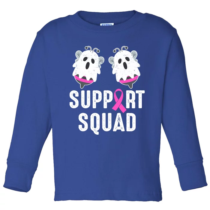 Cancer Support Squad Pink Ribbon Vintage Retro Boo Halloween Meaningful Gift Toddler Long Sleeve Shirt