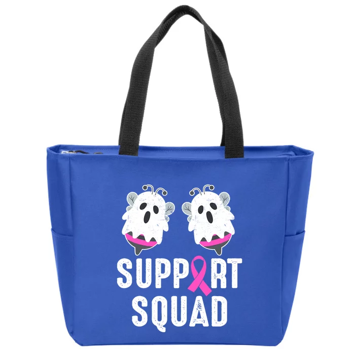 Cancer Support Squad Pink Ribbon Vintage Retro Boo Halloween Meaningful Gift Zip Tote Bag