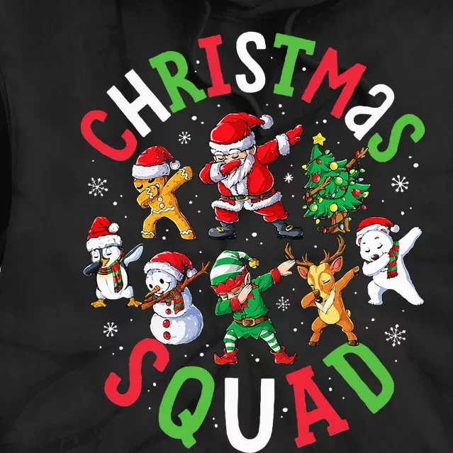 Christmas Squad Santa Dabbing Elf Family Matching Pajamas Tie Dye Hoodie