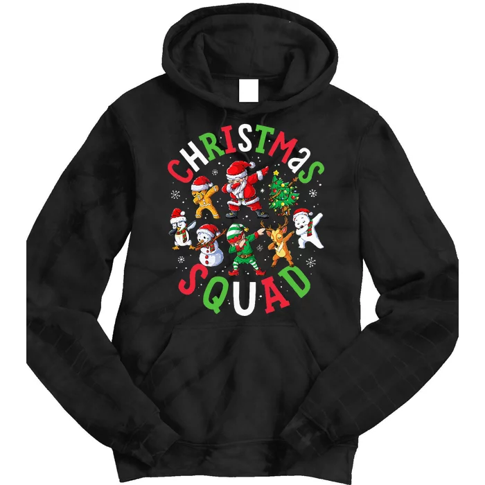 Christmas Squad Santa Dabbing Elf Family Matching Pajamas Tie Dye Hoodie