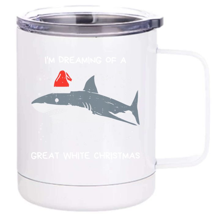 Christmas Shark Santa Hat Xmas Santa Jaws Funny Shark Pun Gift Front & Back 12oz Stainless Steel Tumbler Cup