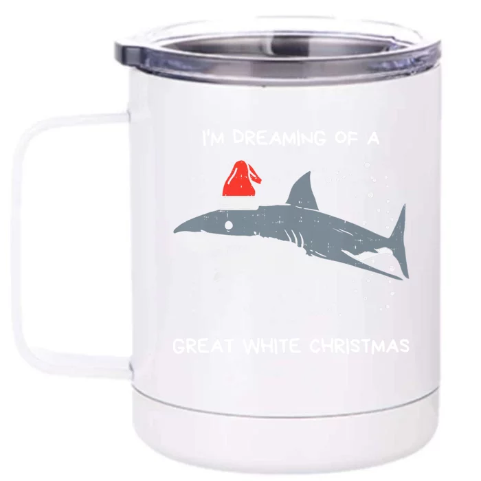 Christmas Shark Santa Hat Xmas Santa Jaws Funny Shark Pun Gift Front & Back 12oz Stainless Steel Tumbler Cup