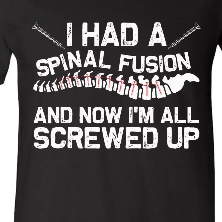 Cool Scoliosis Spinal Fusion Gift Back Surgery Recovery Gift V-Neck T-Shirt