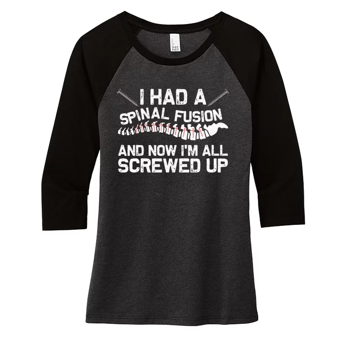 Cool Scoliosis Spinal Fusion Gift Back Surgery Recovery Gift Women's Tri-Blend 3/4-Sleeve Raglan Shirt