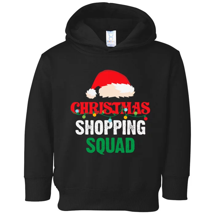 Christmas Shopping Squad Holiday Shopper Group Santa Hat Toddler Hoodie