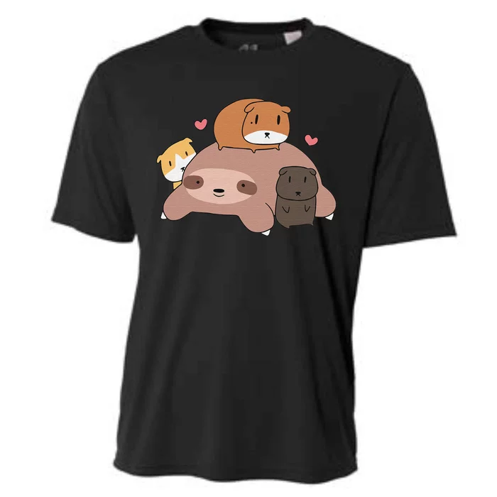 Cute Sleeping Sloth Loves Guinea Pigs for pet lovers plush Cooling Performance Crew T-Shirt