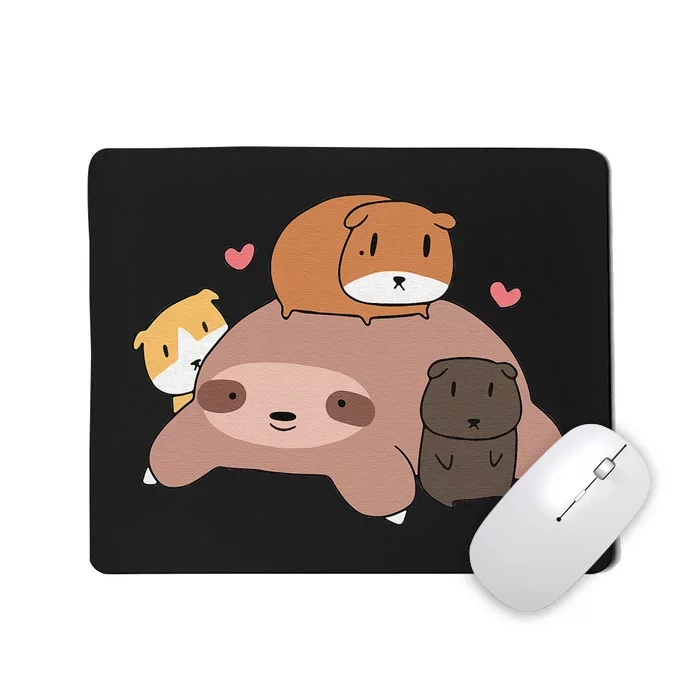 Cute Sleeping Sloth Loves Guinea Pigs for pet lovers plush Mousepad