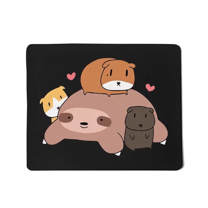 Cute Sleeping Sloth Loves Guinea Pigs for pet lovers plush Mousepad