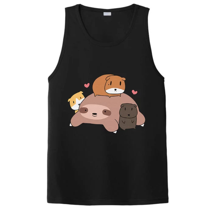 Cute Sleeping Sloth Loves Guinea Pigs for pet lovers plush Performance Tank