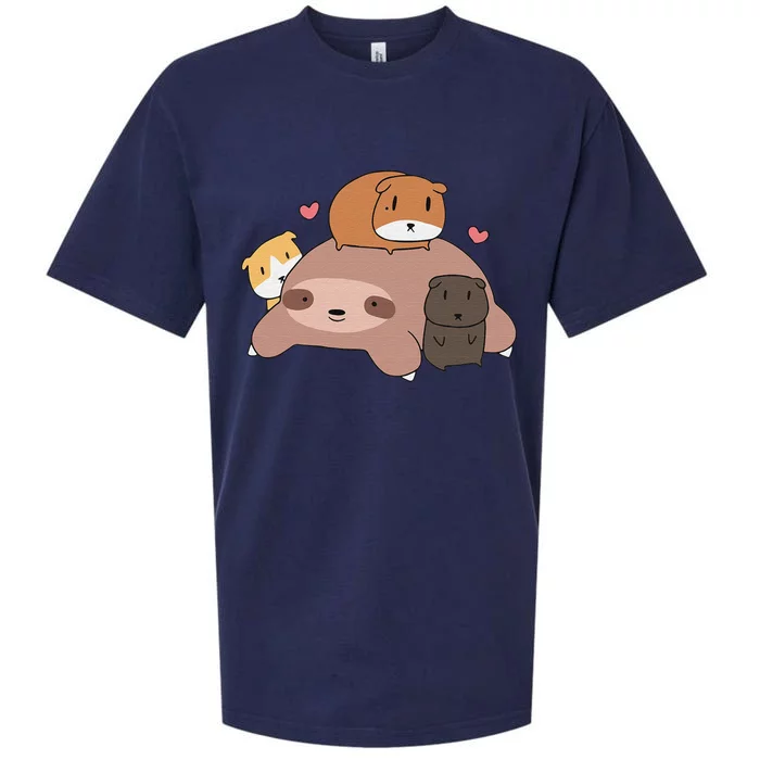 Cute Sleeping Sloth Loves Guinea Pigs for pet lovers plush Sueded Cloud Jersey T-Shirt