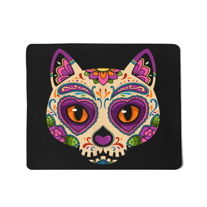 Cat Sugar Skull Mexico Calavera Dia De Los Muertos Halloween Mousepad