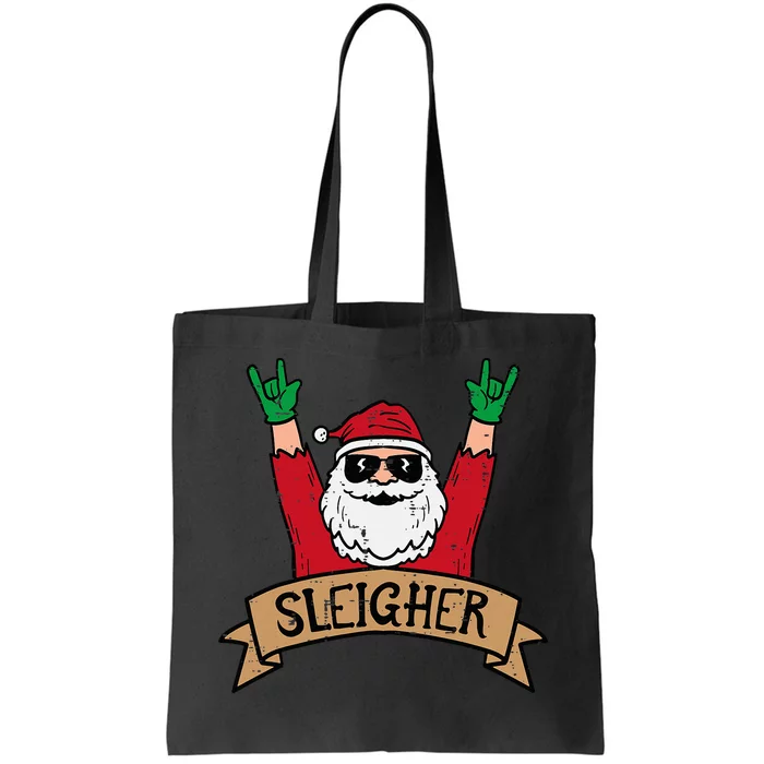 Christmas Sleigher Santa Rock Xmas Rocker Tote Bag