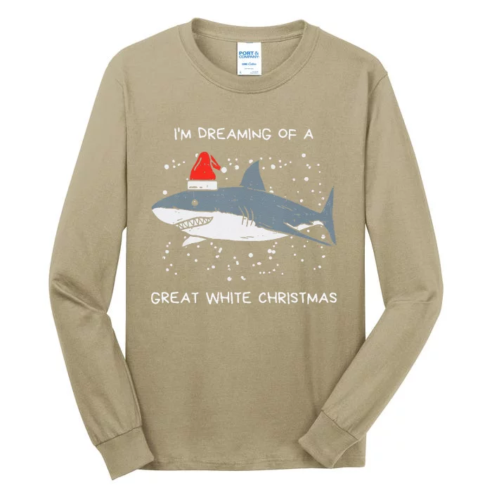 Christmas Shark Santa Hat Xmas Santa Jaws Funny Shark Pun Tall Long Sleeve T-Shirt