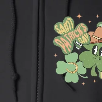 Cute Shamrock Smile Happy St Patricks Day Go Lucky Family Full Zip Hoodie